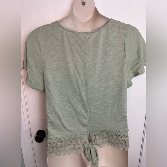 Daytrip Applique Sage Boho Crocket Women’s Top Tie Back Size XL #1600 - Picture 7 of 11
